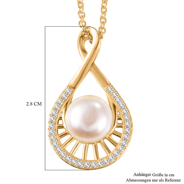 EVER TRUE S&uuml;&szlig;wasser Perle (9-9.5 mm), Wei&szlig;er Zirkon Schmuckset ca. 50 cm image number 5