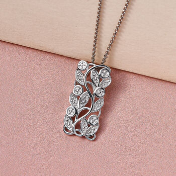 ALLORO platinierter Silber-Anh&auml;nger mit Diamantakzenten und 50cm Kette