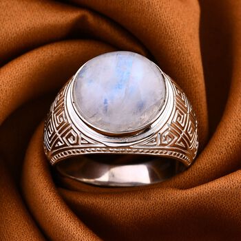 Royal Bali - Regenbogen Mondstein Ring, 925 Silber (Gr&ouml;&szlig;e 16.00) ca. 12.18 ct