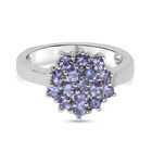 AA Tansanit Cluster Ring 925 Silber Platin-Überzug image number 0