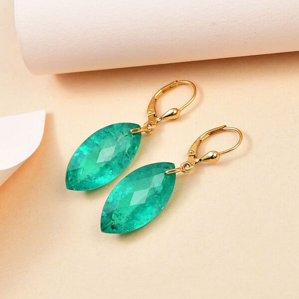 AAA Smaragd-Quarz Triplette, Ohrringe 925 Silber vergoldet ca. 27.40 ct image number 2