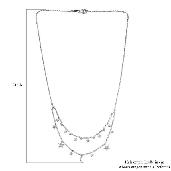 Diamant Stern und Mond Halskette in Silber image number 6