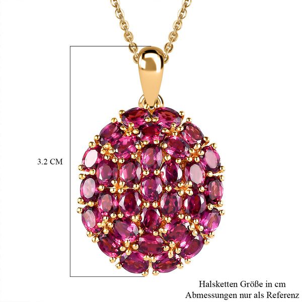 Rhodolith Granat Anh&auml;nger mit Kette, 925 Silber Gelbgold Vermeil ca. 4,65 ct image number 7