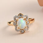 Natürlicher Äthiopischer Opal und Zirkon Ring 925 Silber vergoldet  ca. 1,10 ct image number 3