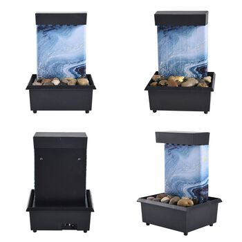 Mini Wasserbrunnen mit LED-Licht, 2xAA Batterie (nicht inkl.), Gr&ouml;&szlig;e 11,5x11,5x17 cm, Schwarz