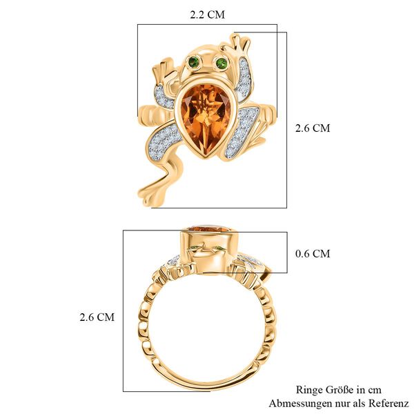 GP - Serra Gaucha Citrin, Wei&szlig;er Zirkon Ring 925 Silber 750 Gelbgold Vermeil (Gr&ouml;&szlig;e 17.00) ca. 1,86 ct image number 8