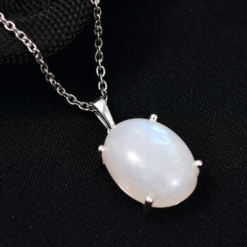 D'Joy AA Regenbogen Mondstein Anh&auml;nger mit 50cm Kette - 10,90 ct.