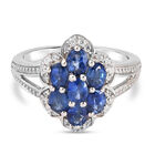 Blauer Ceylon-Saphir und Zirkon Ring 925 Silber platiniert (Größe 16.00) ca. 1,79 ct image number 0