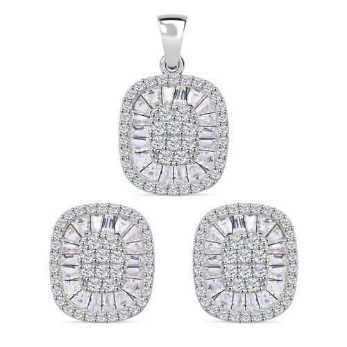 Weißer Zirkonia Schmuckset 925 Silber rhodiniert image number 0