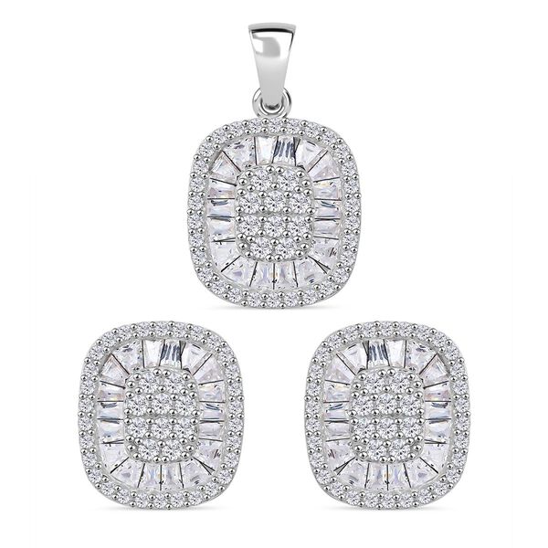 Weißer Zirkonia Schmuckset 925 Silber rhodiniert image number 0