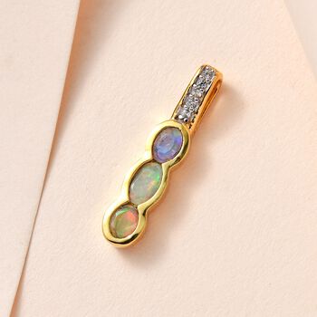 Nat&uuml;rlicher, &auml;thiopischer Welo Opal Anh&auml;nger, 925 Silber Gelbgold Vermeil, ca. 0.35 ct