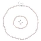 D'Joy AA Weiße Süßwasser Perle (6-7 mm) Schmuckset 925 Silber rhodiniert