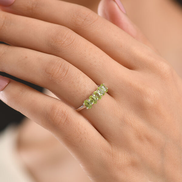 LUXURIANT - AA Peridot, Lab Grown Diamant Ring 925 Silber Rhodiniert (Gr&ouml;&szlig;e 16.00) ca. 1,29 ct image number 2