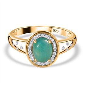 AA Grandidierit, Weißer Zirkon Ring, 925 Silber Gelbgold Vermeil, (Größe 21.00), ca. 2.65 ct