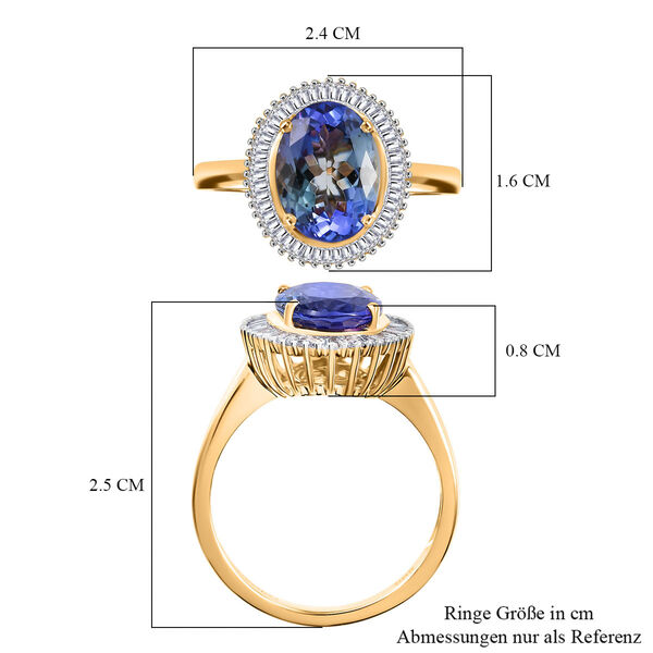 AAA Pfau Tansanit, Weißer Diamant Ring 585 Gold (Größe 17.00) (6-7 Werktage Lieferzeit) ca. 3.45 ct image number 7