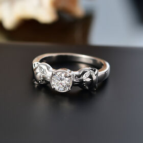 Moissanit Ring 925 Silber rhodiniert (Größe 18.00) ca. 0,43 ct