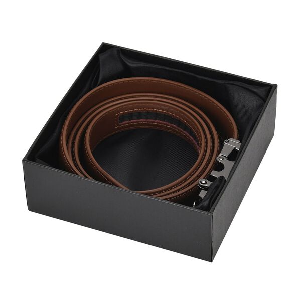 Automatik-Schnallen Ledergürtel, Braun image number 6