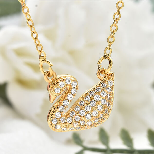 Weiße Zirkonia Schwan-Halskette, 43 cm image number 2