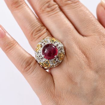 GP Italian Garden Kollektion - AA Afrikanischer Rubin, Multi-Diamant und Kanchanaburi blauer Saphir zweifarbiger Ring - 8,49 ct.