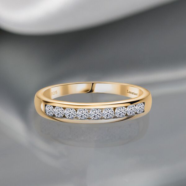 LUXURIANT SI-GH Labor Diamant Ring, 925 Silber 750 Gelbgold Vermeil - 0,50 ct. image number 1