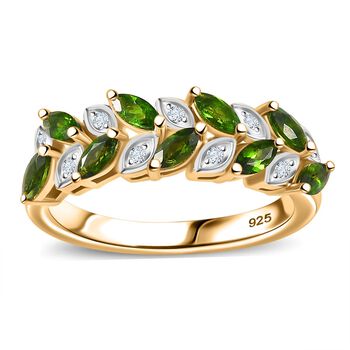 Nat&uuml;rlicher Chromdiopsid und Zirkon-Ring - 0,77 ct.