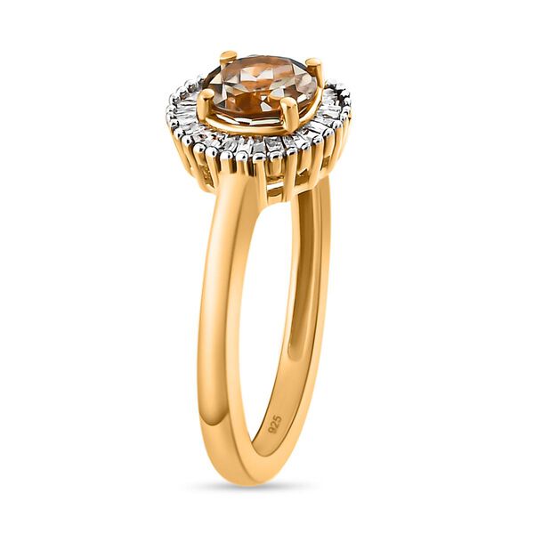 AAA Turkizit und wei&szlig;er Diamant-Ring, 925 Silber Gelbgold Vermeil  ca. 1,09 ct image number 5
