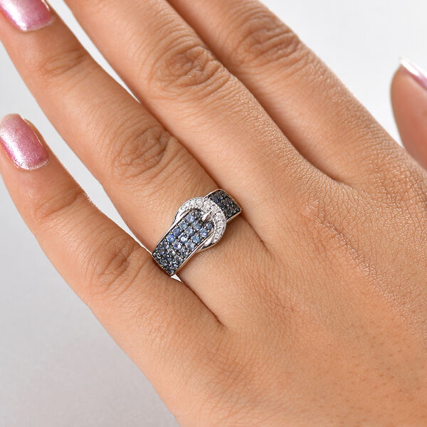 Ceylon-Saphir, Moissanit Ring 925 Silber rhodiniert (Gr&ouml;&szlig;e 17.00) ca. 0,94 ct image number 2