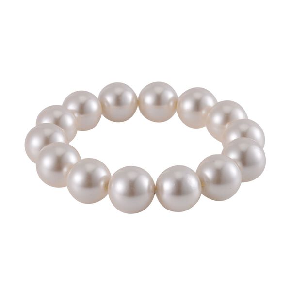 Weiße Muschelkernperle Armband Flexibel image number 0
