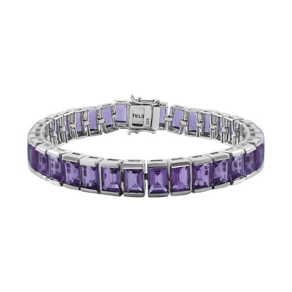 Afrikanischer Amethyst Armband ca. 19 cm 925 Silber rhodiniert ca. 33,00 ct.