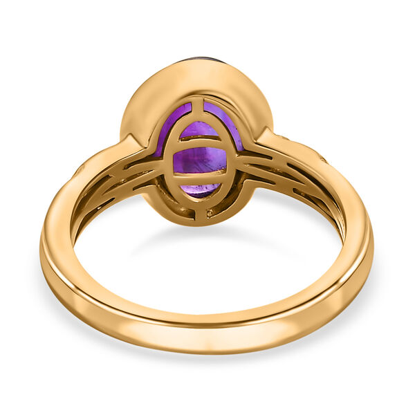 Afrikanischer Amethyst, wei&szlig;er Zirkon Ring, 925 Silber vergoldet (Gr&ouml;&szlig;e 19.00) ca. 3.04 ct image number 5