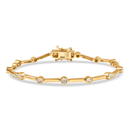 DESIGNER INSPIRIERT - Wei&szlig;er Diamant Armband ca. 19 cm Nickelfreies Messing