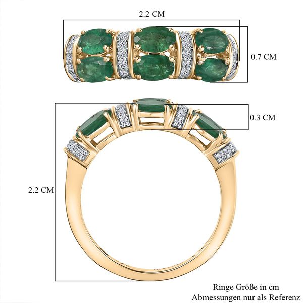 LUXURIANT DIAMOND- AAA Smaragd und Labor Diamant Ring in 375 Gold - 1,41 ct. image number 6