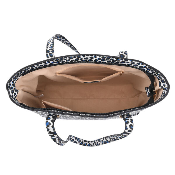 Passage - 4er-Set, Handtasche, Crossbody Tasche, Clutch und Brieftasche mit weissem Leoparden Muster image number 4