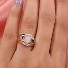 Natürlicher, äthiopischer Opal und Tansanit-Ring, 925 Silber Gelbgold Vermeil  ca. 1,73 ct image number 2