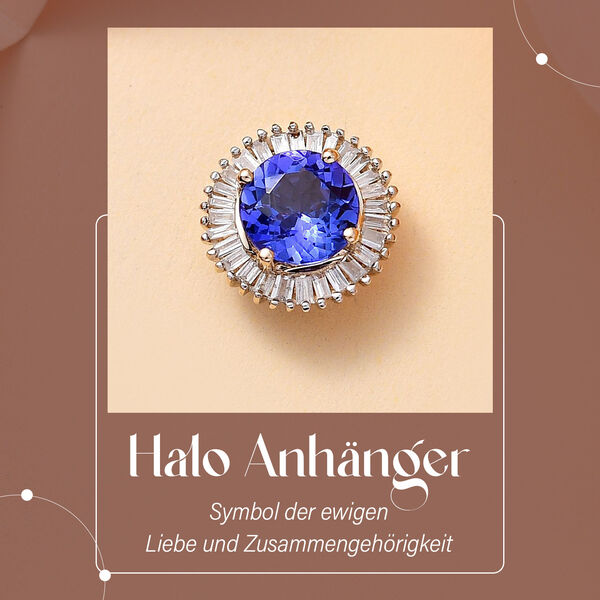 AAA Tansanit und Diamant Anhänger in 585 Gold - 1,06 ct. image number 2