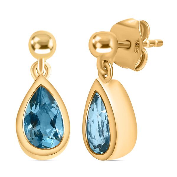 Schweizer Blautopas-Ohrringe, 925 Silber vergoldet ca. 2,05 ct image number 4