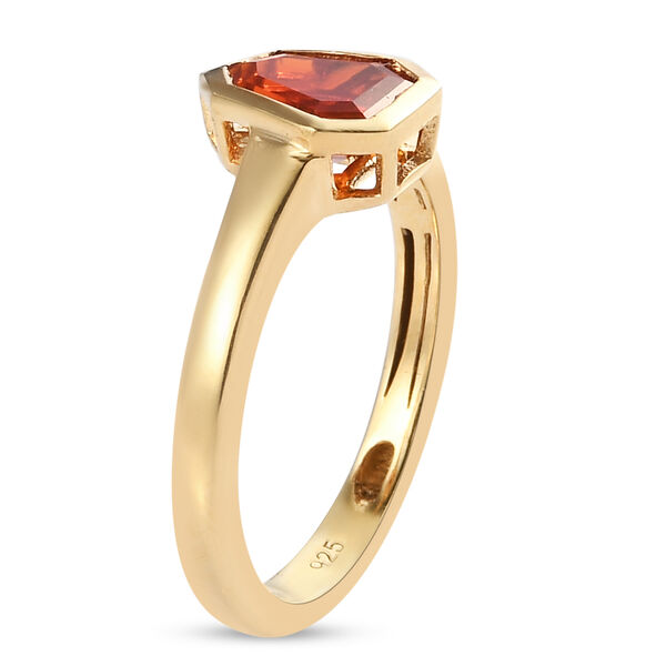 Mexikanischer Kirschfeuer-Opal Solitär Ring 925 Silber vergoldet  ca. 0,58 ct image number 5