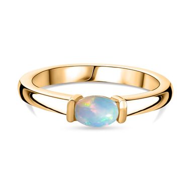 AA Natürlicher, äthiopischer Welo Opal Ring 925 Silber vergoldet (Größe 20.00) ca. 0,30 ct