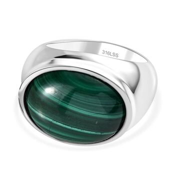 2er Set - Malachit Ring und Anh&auml;nger, Gr&ouml;&szlig;e (16.00), 316L Edelstahl ca. 30.00 ct