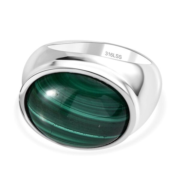 2er Set - Malachit Ring und Anh&auml;nger, Gr&ouml;&szlig;e (16.00), 316L Edelstahl ca. 30.00 ct image number 4