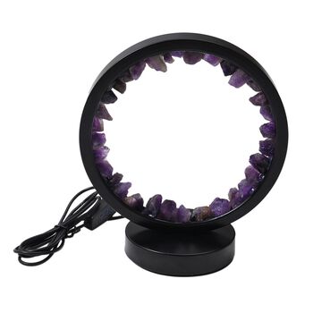 Amethyst Kristall-Wellnesslampe mit USB-Anschluss, 10&times;22&times;18cm, Lila