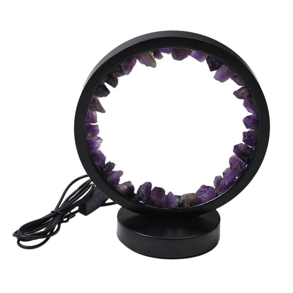Amethyst Kristall Wellnesslampe, LED Leuchte mit Metallsockel, Kippschalter und 12 m Kabel ca. 10x22x18 cm