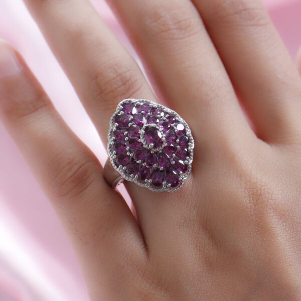 Rhodolith Granat-Ring 925 Silber platiniert  ca. 5,62 ct image number 3