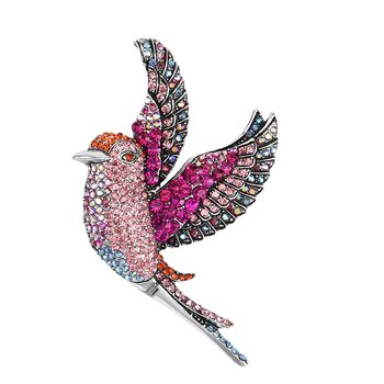 Mehrfarbige Kristall-Brosche, Vogel