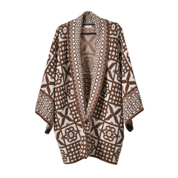 Oversized Damen Cardigan mit schickem Ethno-Muster, Beige image number 7
