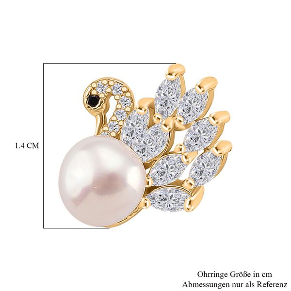 Weiße Süßwasser Perle, Weißer Zirkonia Ohrringe, Nickelfreies Messing image number 6