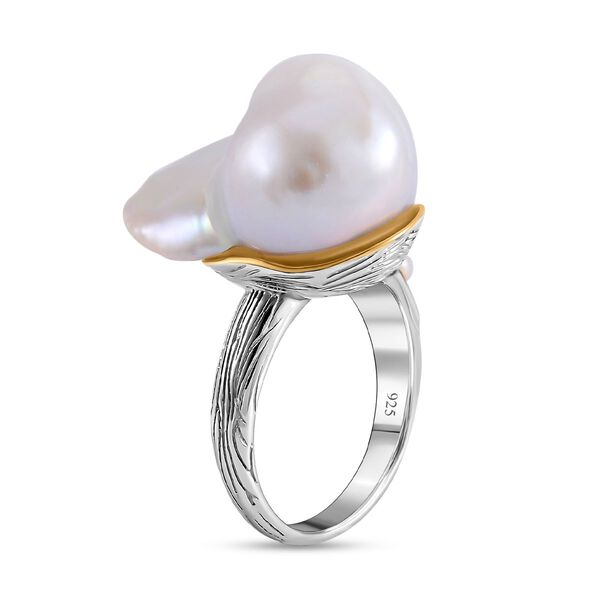 Wei&szlig;er Barockperlen und wei&szlig;er S&uuml;&szlig;wasserperlen-Ring image number 4