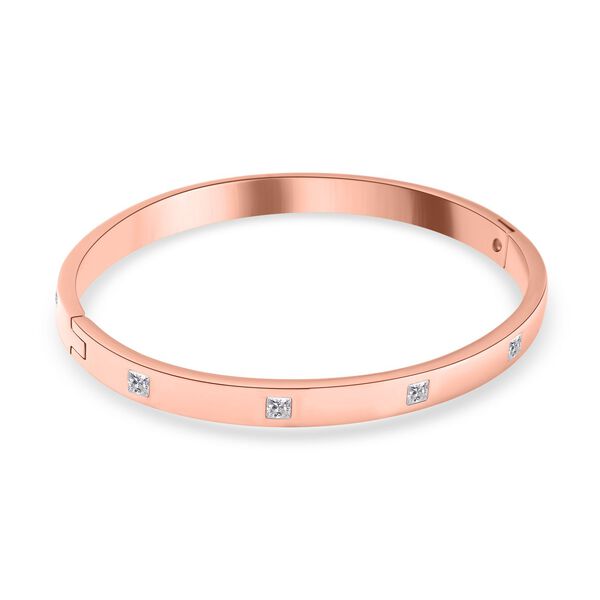 Weißer Kristall Armreif ca. 19 cm Reiner Edelstahl, rosévergoldet image number 5