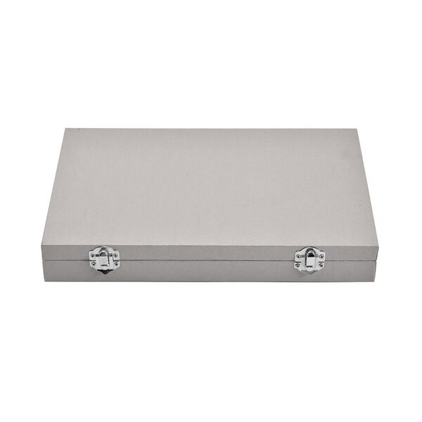 Moderne Ringschatulle aus Kunstleder mit zwei Verschl&uuml;ssen, 29x18.5x4cm, Silber image number 2