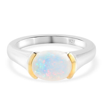 Nat&uuml;rlicher &Auml;thiopischer Opal Ring 925 Silber Bicolor (Gr&ouml;&szlig;e 21.00) ca. 1,08 ct